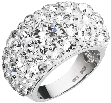 Strieborný prsteň s krištálmi Swarovski biely 35028.1