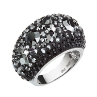 Strieborný prsteň s krištálmi Swarovski čierny 35028.5