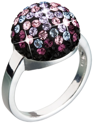 Strieborný prsteň s krištáľmi fialový 35013.5