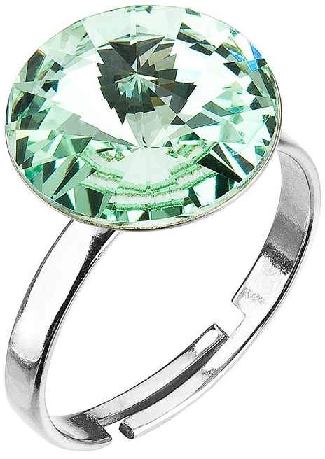 Strieborný prsteň s krištáľmi zelený 35018.3 Chrysolite