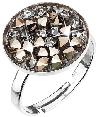 Strieborný prsteň s krištáľmi zlato šedý 35033.5