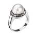 Strieborný prsteň so sivými krištálmi Swarovski a bielou perlou 35021.3