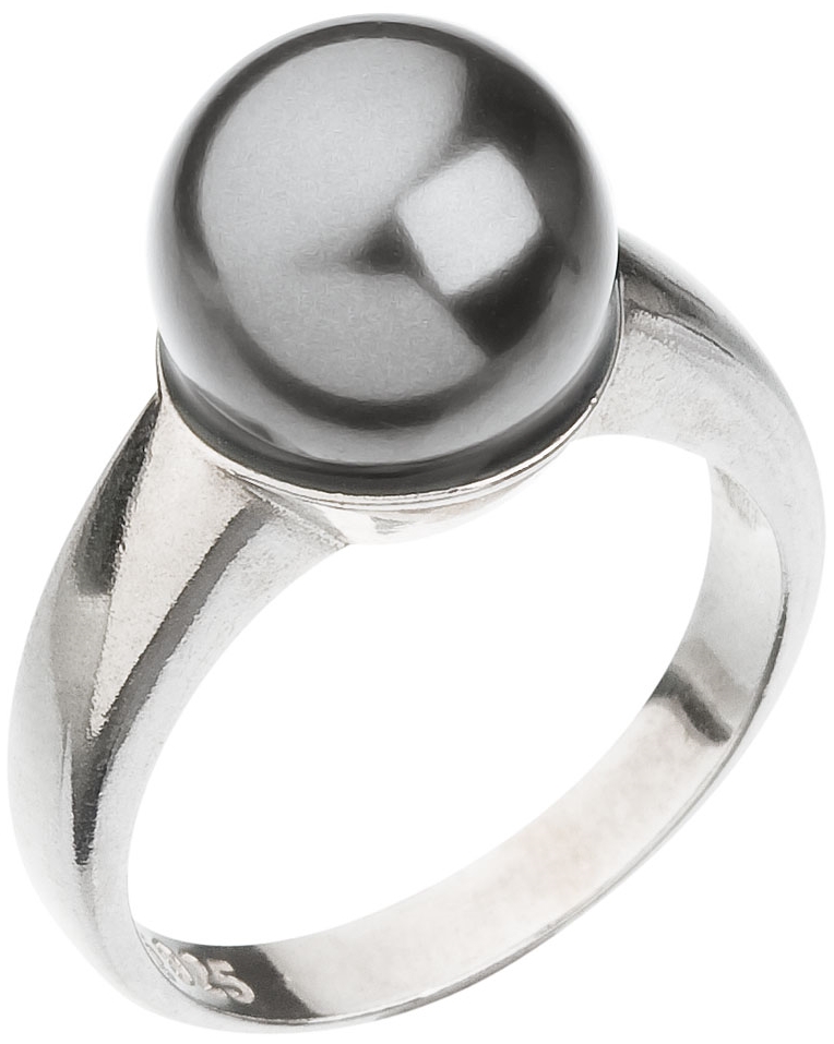 Strieborný prsteň s perlou šedý 35022.3
