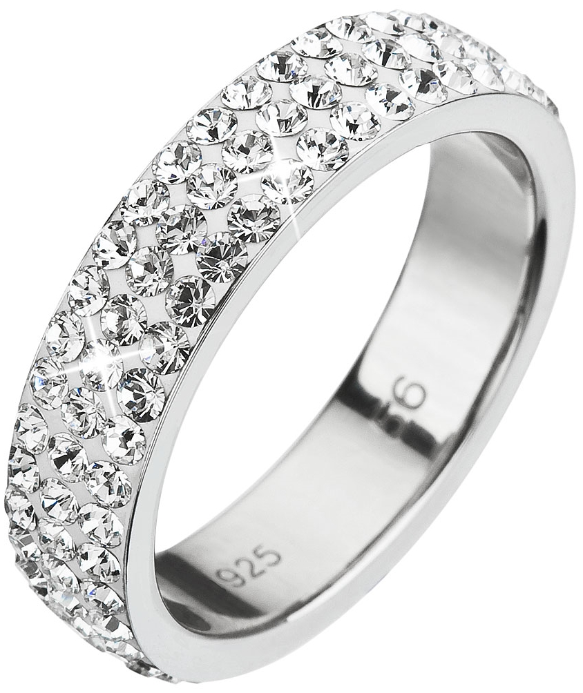 Strieborný prsteň s krištáľmi Swarovski biely 35001.1
