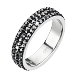 Strieborný prsteň s krištáľmi Swarovski čierny 35001.5