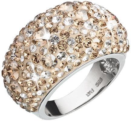 Strieborný prsteň s krištálmi zlatý 35028.5