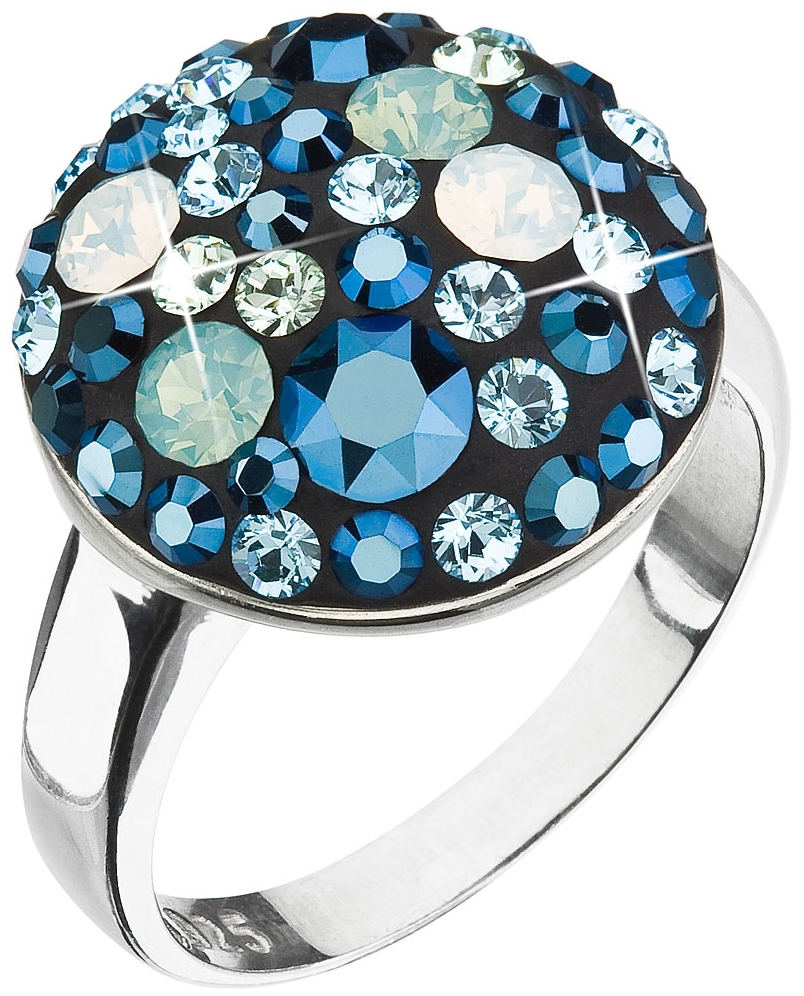 Strieborný prsteň s krištáľmi Swarovski modrý 35034.4