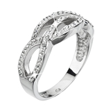 Strieborný prsteň s krištáľmi Swarovski biely 35039.1