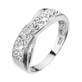 Strieborný prsteň s krištálmi biely 35041.1