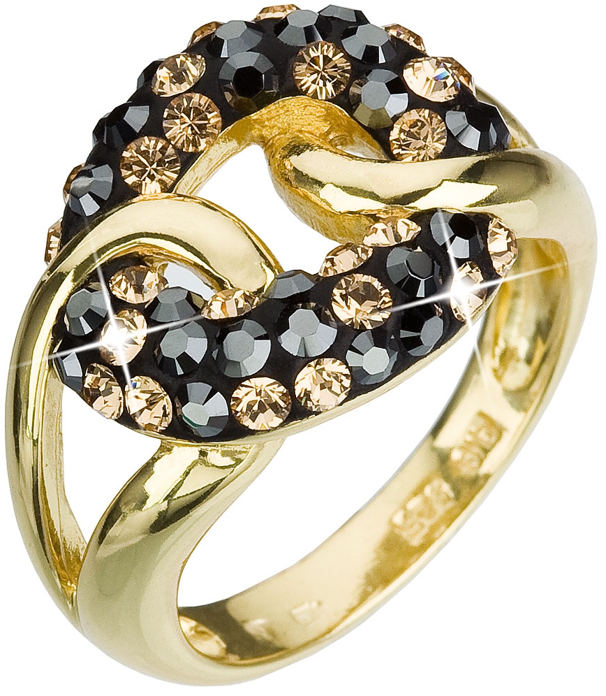 Strieborný prsteň s krištáľmi Swarovski colorado zlatý 35035.5