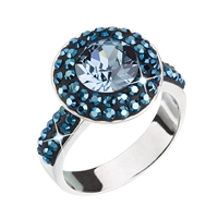 Strieborný prsteň s krištálmi modrý 35019.3