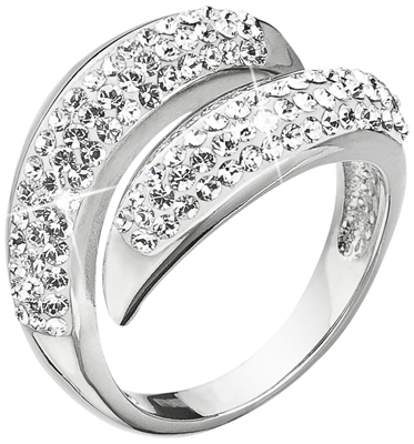 Strieborný prsteň s krištálmi Swarovski biely 35042.1