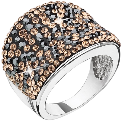 Strieborný prsteň s krištáľmi Swarovski čierno-zlatý 35043.3 colorado
