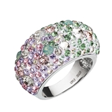Strieborný prsteň s krištáľmi Swarovski mix farieb fialová ružová zelená 35028.3
