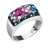 Strieborný prsteň s krištálmi Swarovski mix farieb modrá ružová 35014.4