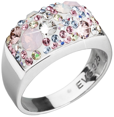 Strieborný prsteň s krištálmi Swarovski ružový 35014.3 magic rose
