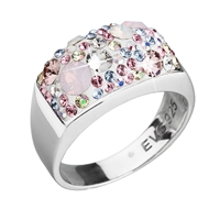 Strieborný prsteň s krištálmi Swarovski ružový 35014.3 magic rose