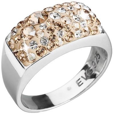 Strieborný prsteň s krištáľmi Swarovski zlatý 35014.5