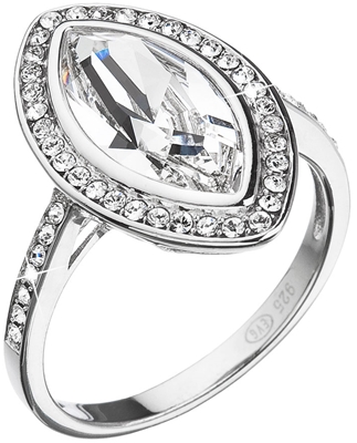 Strieborný prsteň s krištáľmi Swarovski biely ovál 35050.1