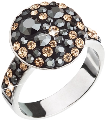 Strieborný prsteň s krištálmi Swarovski zlato čierny 35054.4 colorado