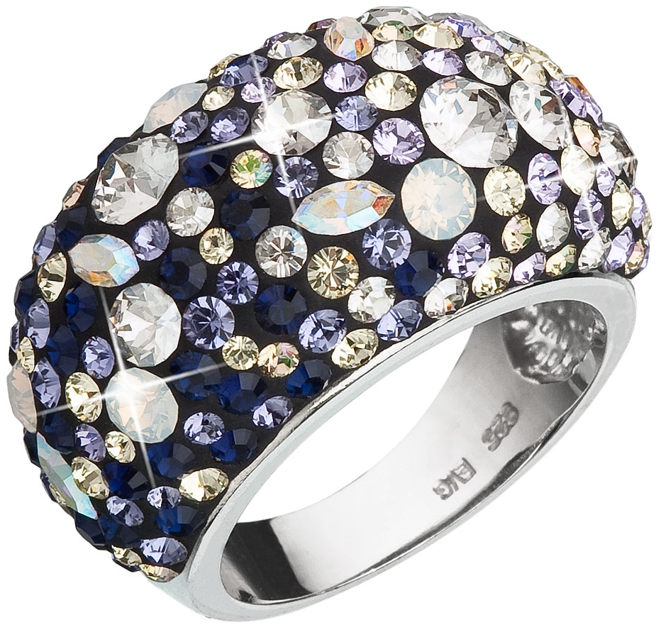 Strieborný prsteň s krištáľmi Swarovski mix farieb fialová 35028.3