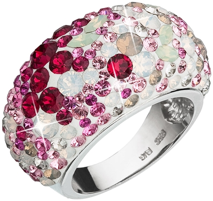 Strieborný prsteň s krištáľmi Swarovski mix farieb červená 35028.3