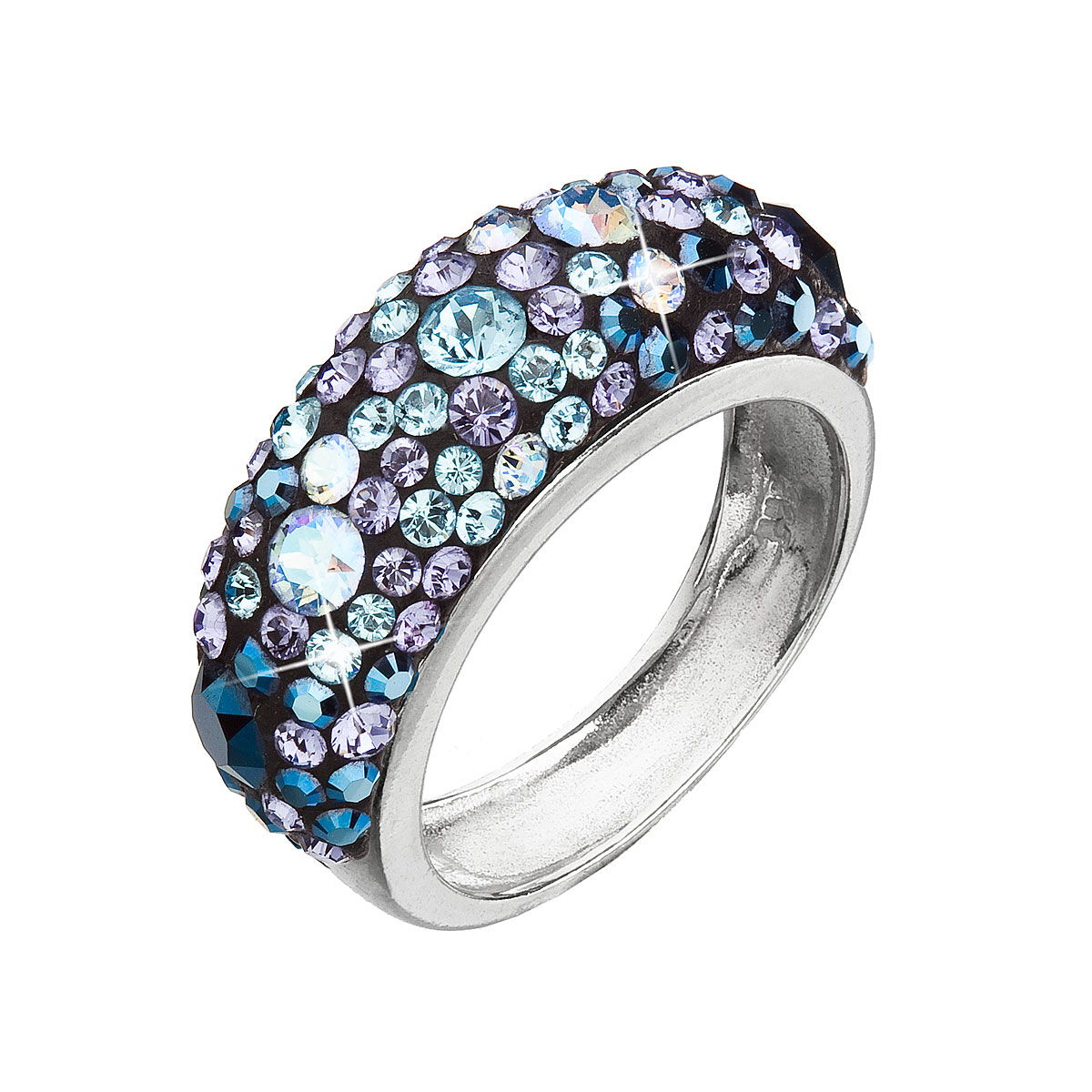 Strieborný prsteň s krištáľmi Swarovski modrý 35031.3 blue style