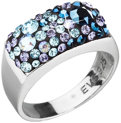 Strieborný prsteň s krištálmi Swarovski modrý 35014.3 blue style