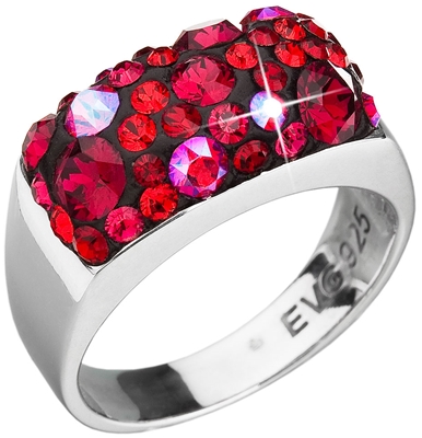 Strieborný prsteň s krištálmi Swarovski červený 35014.3 cherry