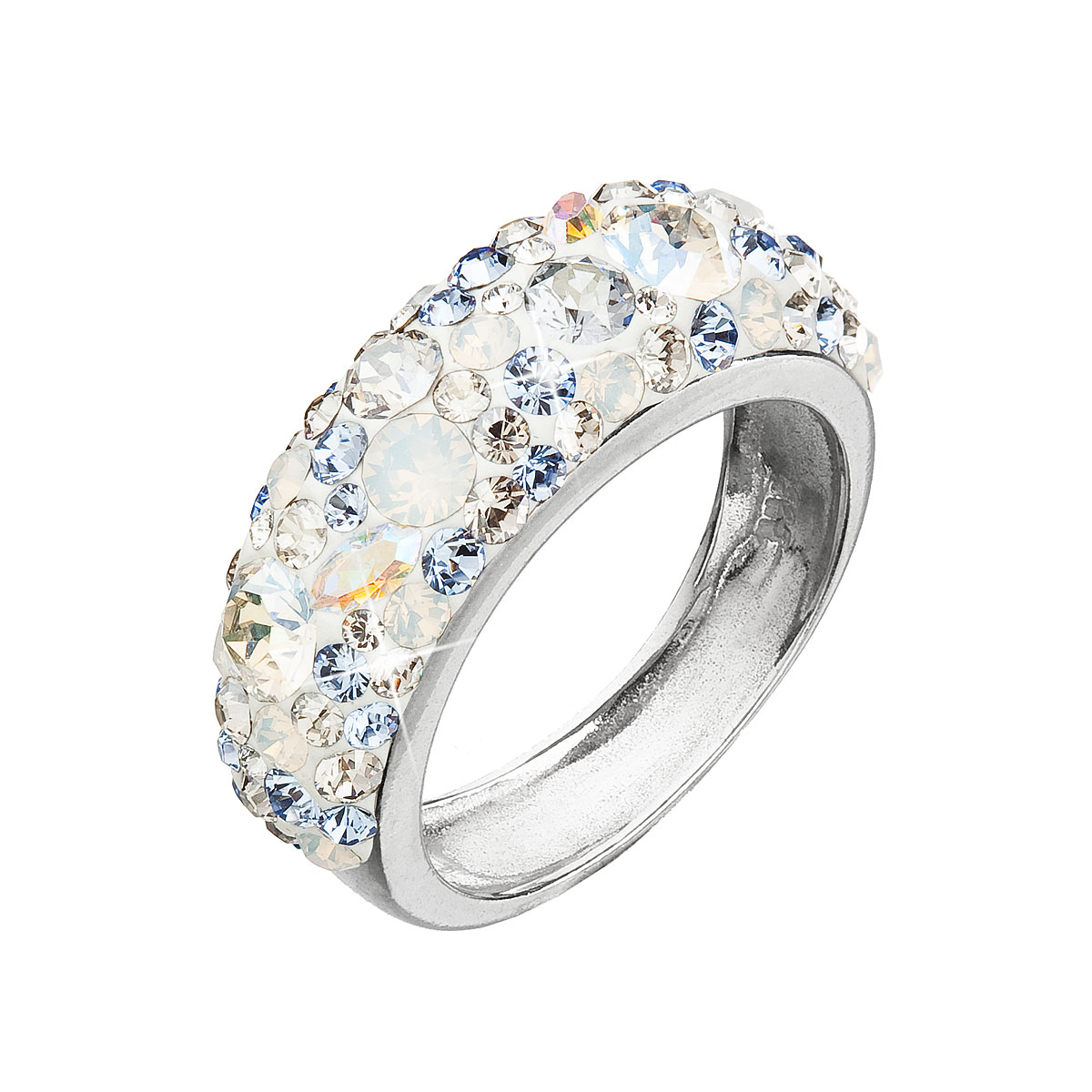 Strieborný prsteň s krištálmi Swarovski modrý 35031.3 light sapphire