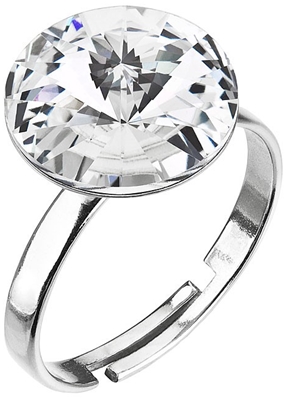 Strieborný prsteň s kryštálom Preciosa biely okrúhly 35018.1 crystal