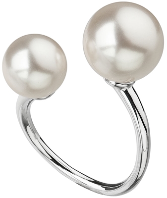 Strieborný prsteň s dvoma Preciosa perlami biely 35053.1