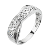 Strieborný prsteň s kryštálmi Preciosa biely 35041.1