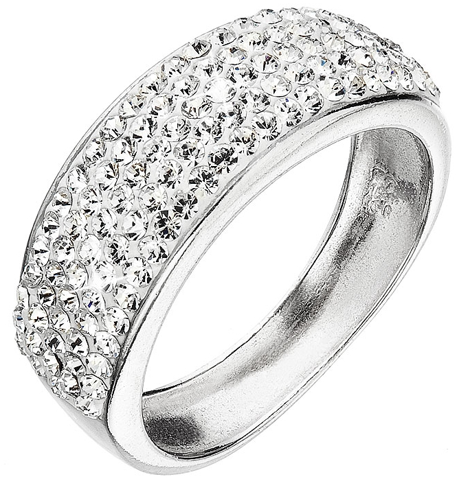 Strieborný prsteň s kryštálmi Preciosa biely 35031.1 crystal