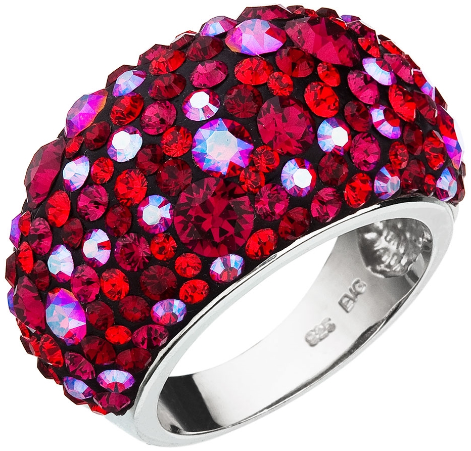 Strieborný prsteň s kryštálmi Swarovski červený 35028.3 cherry