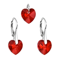 Sada šperkov s krištáľmi Swarovski náušnice a prívesok červené srdcia 39003.4