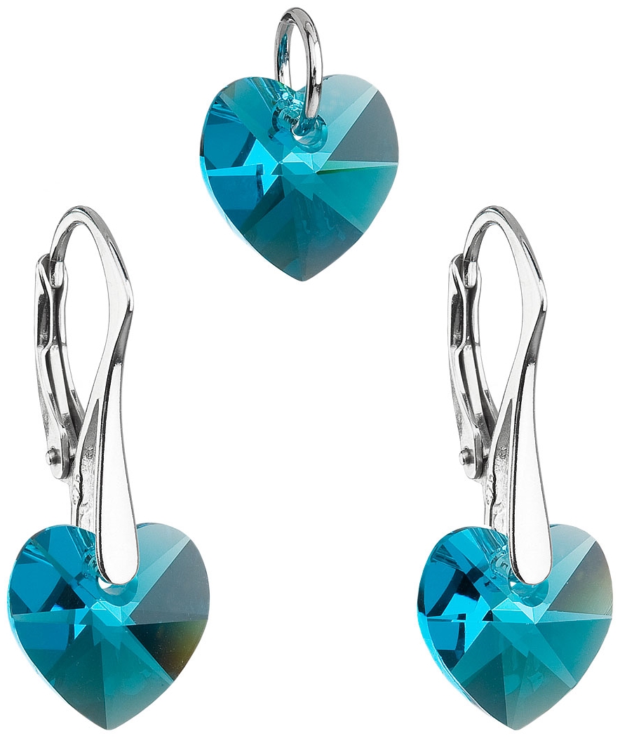 Sada šperkov s krištáľmi Swarovski náušnice a prívesok modré srdcia 39003.3
