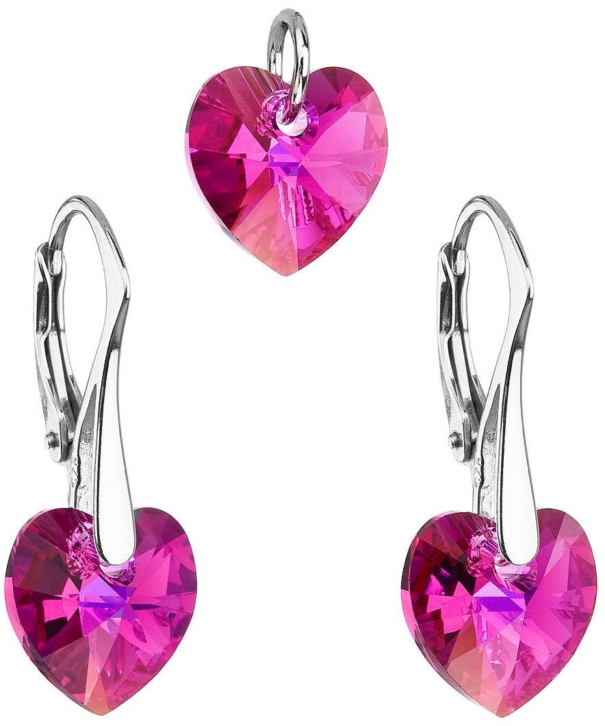 Sada šperkov s krištáľmi Swarovski náušnice a prívesok ružové srdcia 39003.4