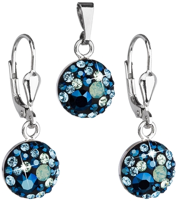 Sada šperkov s krištálmi Swarovski náušnice a prívesok modré okrúhle 39074.4
