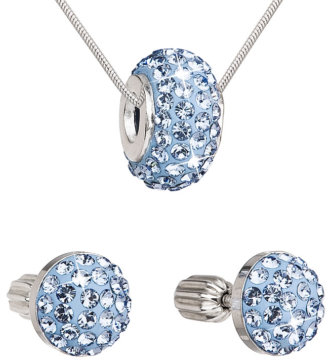Sada šperkov s krištáľmi náušnice a prívesok modré okrúhle 39200.3