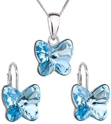 Sada šperkov s krištáľmi Swarovski náušnice a prívesok modrý motýľ 39142.3