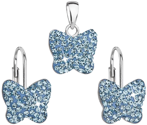 Sada šperkov s krištáľmi Swarovski náušnice a prívesok modrý motýľ 39144.3