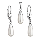 Sada šperkov s perlami Swarovski náušnice a prívesok biela perla slza 39119.1