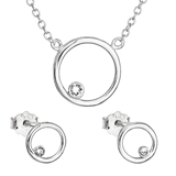 Sada šperkov s krištáľmi Swarovski náušnice a náhrdelník biely okrúhly 39164.1