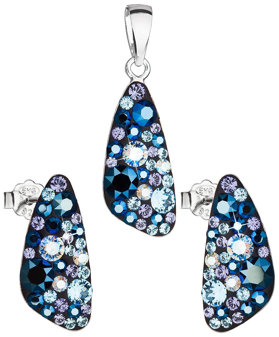 Sada šperkov s krištáľmi Swarovski náušnice a prívesok modrý 39167.3 blue style