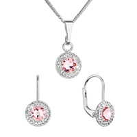 Sada šperkov s kryštálmi Swarovski náušnice a prívesok ružové okrúhle 39109.3 lt. rose