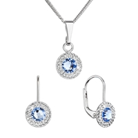 Sada šperkov s kryštálmi Swarovski náušnice a prívesok modré okrúhle 39109.3 lt. sapphire
