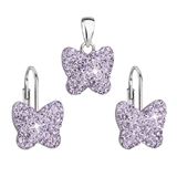 Sada šperkov s kryštálmi Preciosa náušnice a prívesok fialový motýľ 39144.3 violet