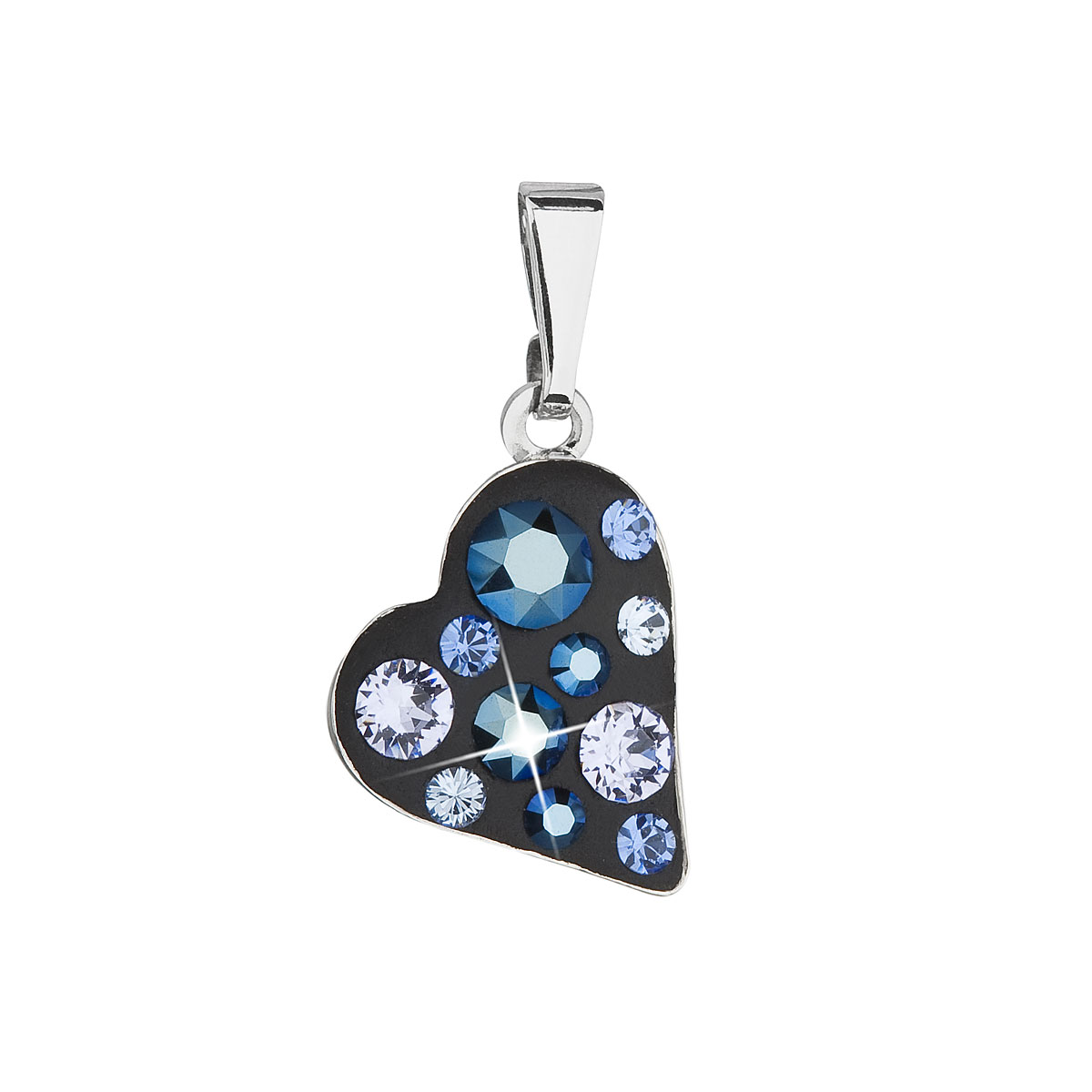 Prívesok bižutéria so Swarovski krištáľmi modré srdce 54027.5 metalic blue
