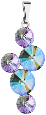 Prívesok bižutéria so Swarovski krištálmi zelený fialový okrúhly 54029.5